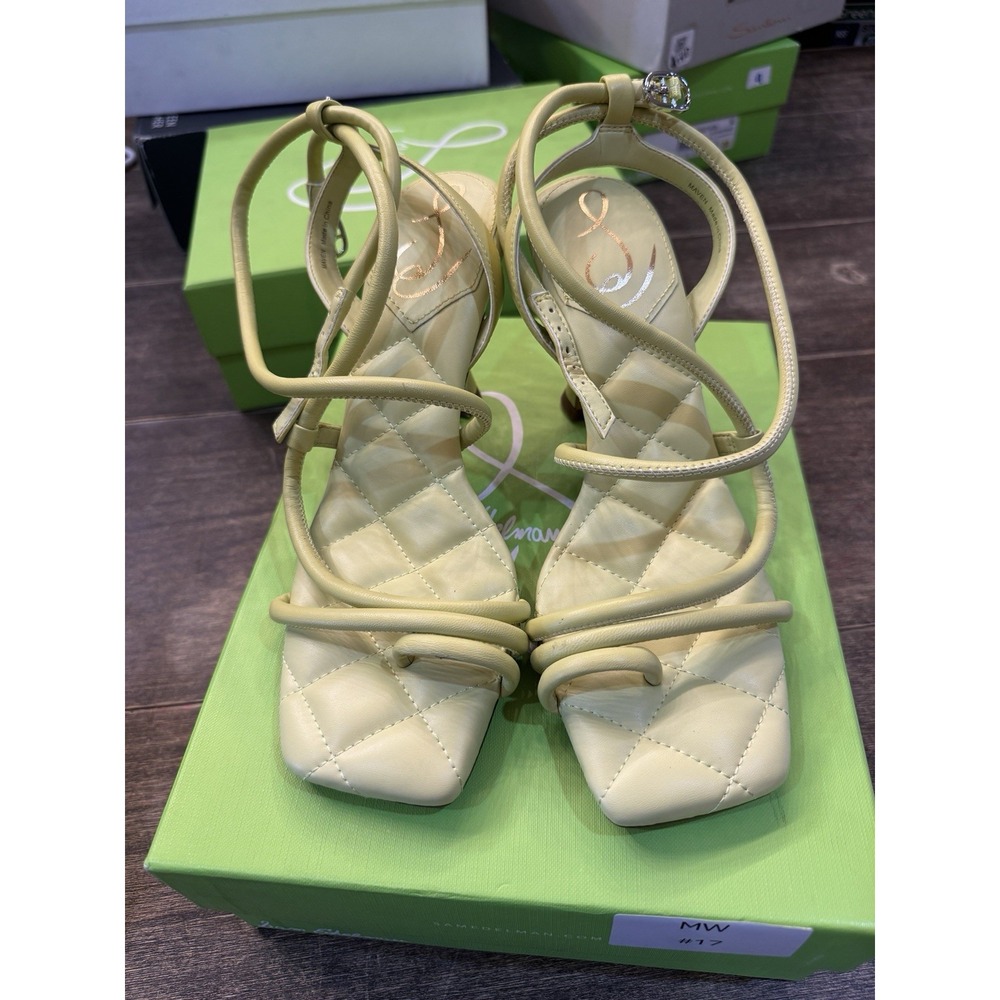 Sam Edelman MAVEN PADDED‎ STRAPPY HEEL In Kiwi Leather Size 8 Sandal - Picture 2 of 12